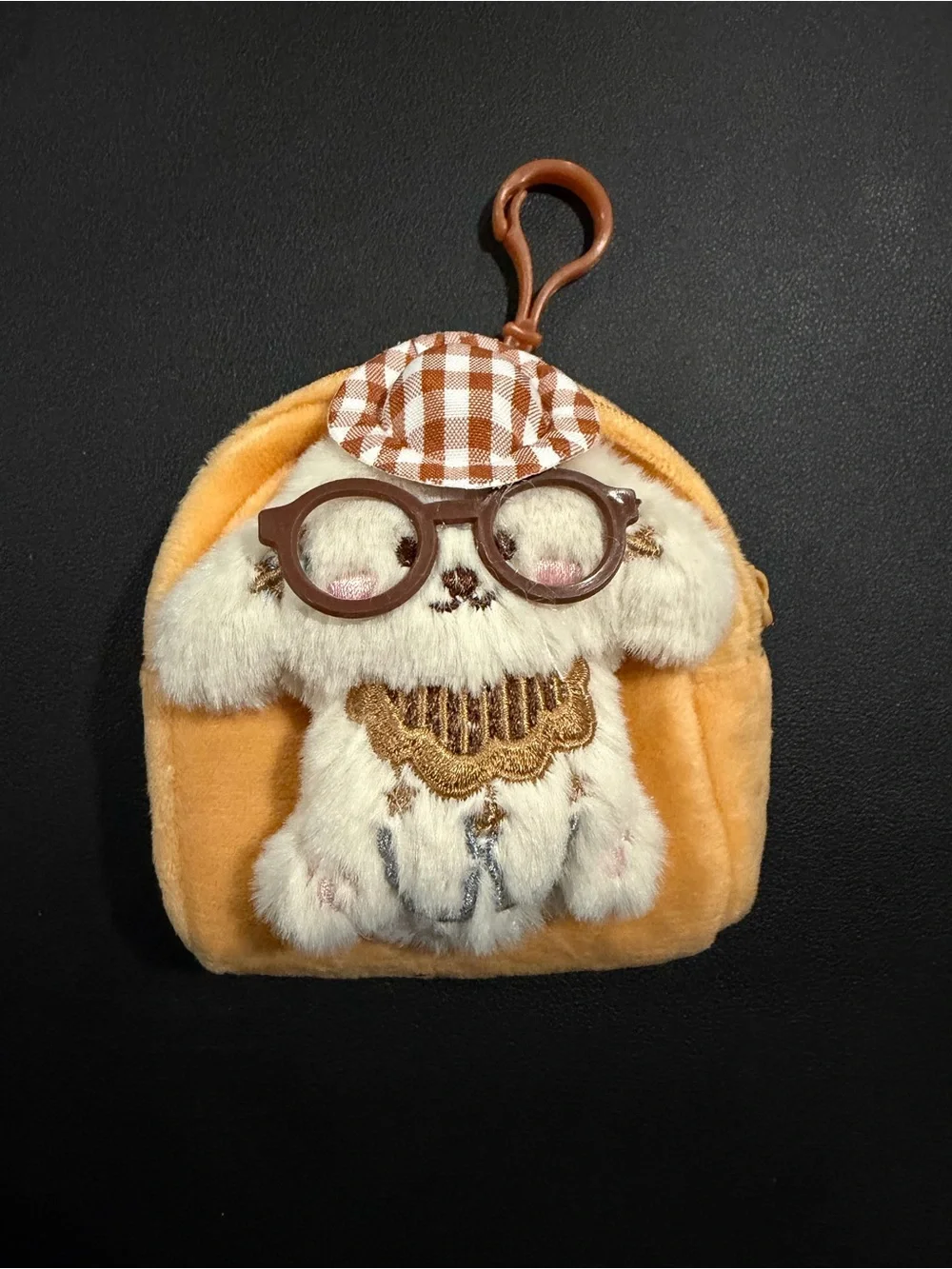 Plush Puppy Clip-On Card Holder - Mustard Yellow